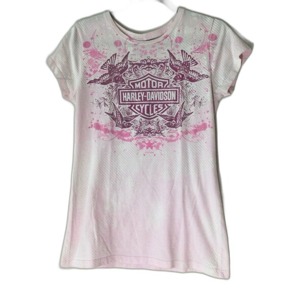 Harley-Davidson T-Shirt Women’s Size L Pink Old Glory Laurel MD Motorcycles - Picture 1 of 11